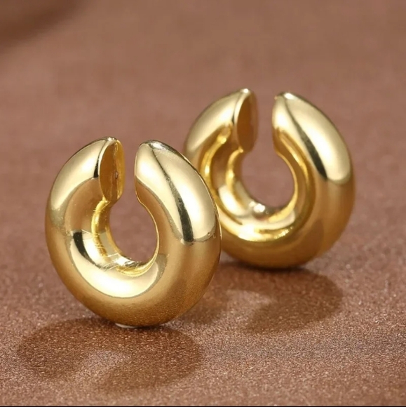 Stainless Steel Polished Gold Bold Ear Cuffs - Picture 1 of 6